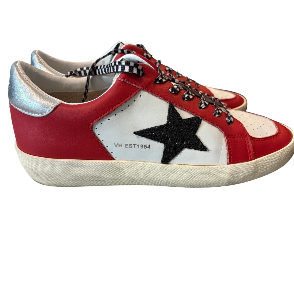 Vintage Havana Red White Silver Star Glitter Low Top Sneakers Y2K Streetwear 11